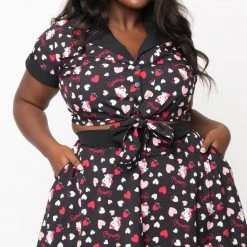 Hello Kitty X Unique Vintage Plus Size Crop Top Characters