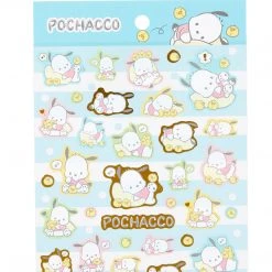 Sanrio Original New Pochacco Gold Accent Decorative Sticker