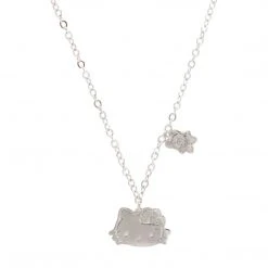 Global License Hello Kitty Silver Embossed Charm Necklace