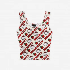 BIOWORLD Hello Kitty X Dumbgood Strawberry Crop Tank