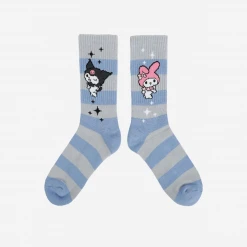 BIOWORLD Characters Kuromi & My Melody X Dumbgood Striped Socks