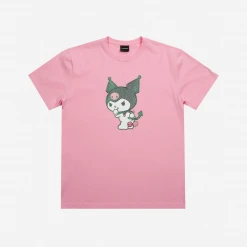 BIOWORLD Kuromi X Dumbgood Glitter Print Pink Tee
