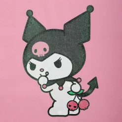 BIOWORLD Kuromi X Dumbgood Glitter Print Pink Tee