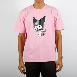 BIOWORLD Kuromi X Dumbgood Glitter Print Pink Tee
