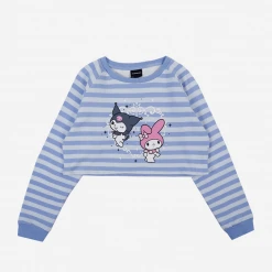 BIOWORLD Kuromi & My Melody X Dumbgood Striped Crop Longsleeve